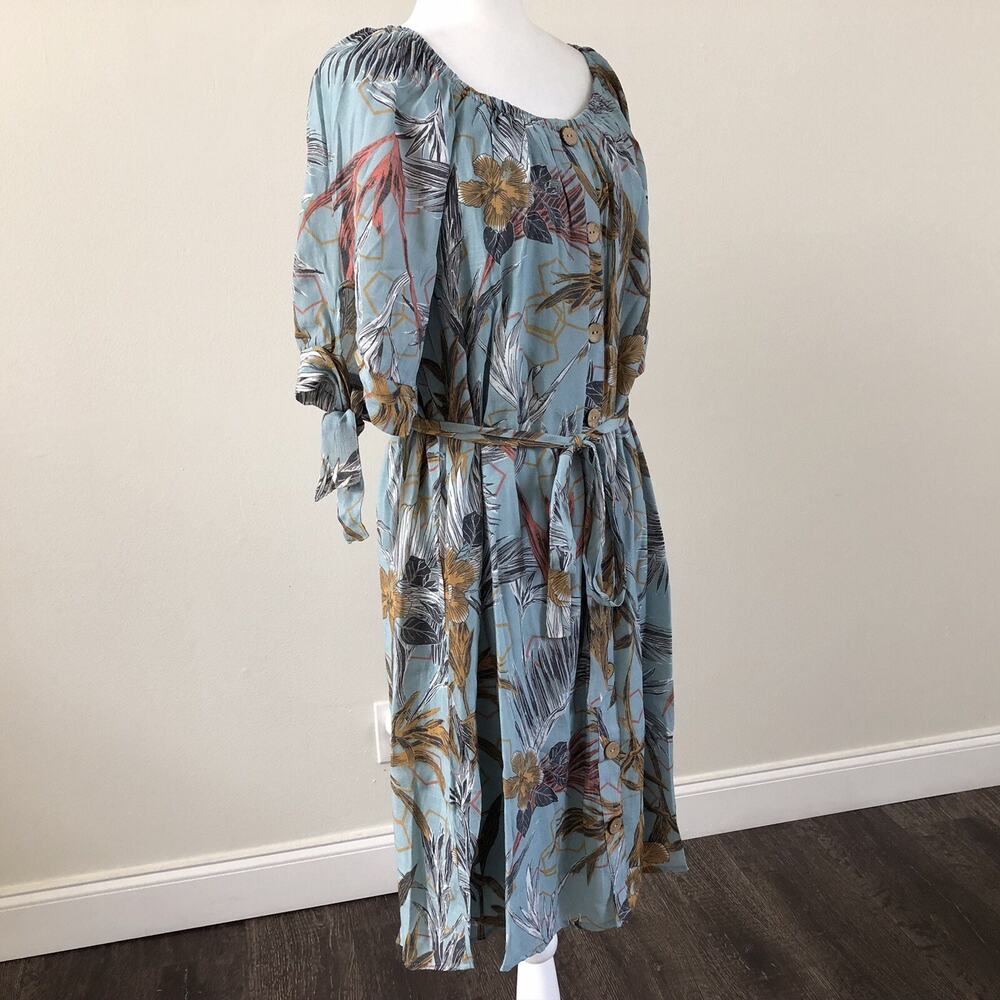 Mile Gabrielle Women’s Teal Blue SS Floral Lined Dress Sz 1XL